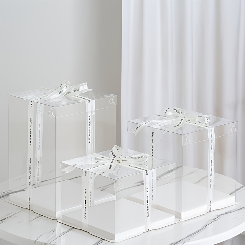 E-shop 6 Stück transparente dekorative Geschenkboxen mit Bändern, geeignet für die Verpackung von Blumen, Schuhen und Geschenken für Weihnachten,