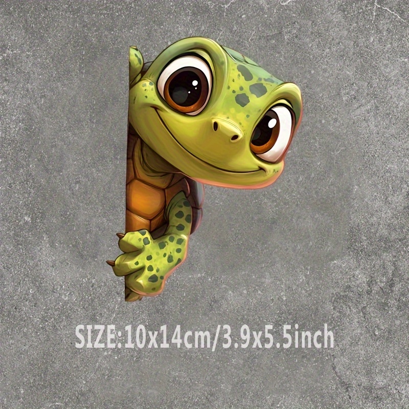 Qf1321 - Cute 3d Car Stickers - Cartoon Design, Self-adhesive Pvc Vinyl For Vehicles, Motorcycles, Walls, And Windows, Single-use, Glossy End, Turtle Decoration