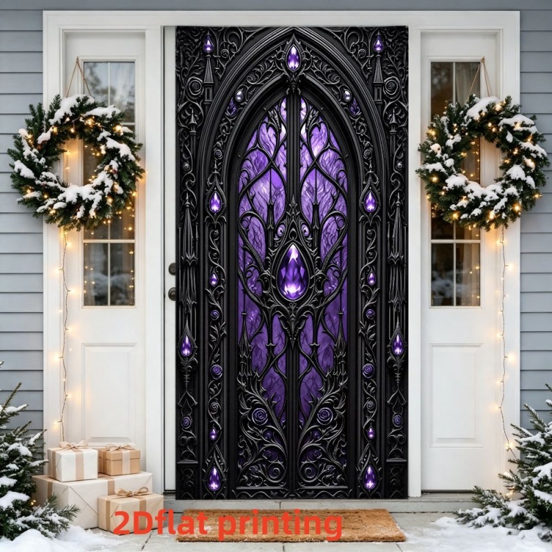 TEMU 2d Flat, 2d Flat - 2d Door Banner 2d Flat, 2d Flat - 2d Door Banner 2d Flat Banner 1pc Gothic Retro Archway Decorative Door Cover, Hollow Carved