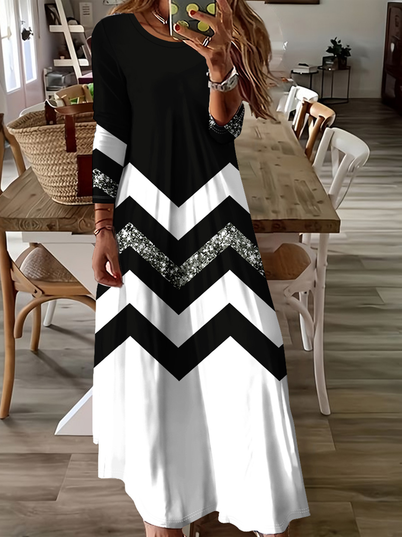 European And * Casual Round-Neck Dress for Women