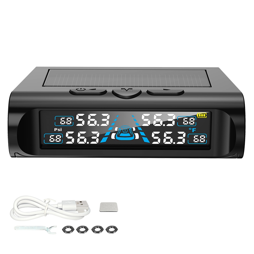 TEMU Tpms Tire Pressure Monitor With Usb Charging And Lcd Digital Display, Tyre Pressure Monitoring For Cars, Suvs, 4wds, Trailers, Real-time