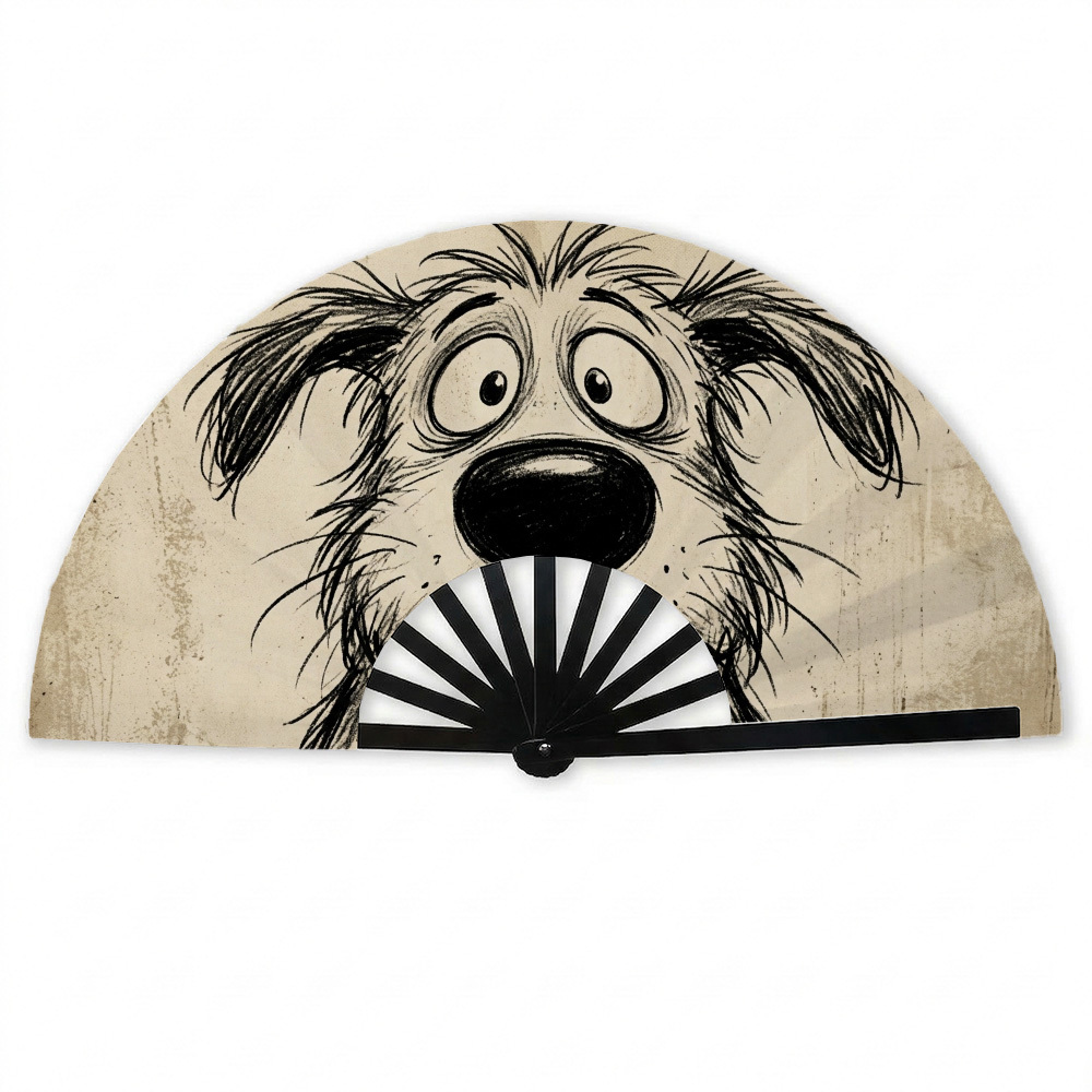 TEMU 1 pieza de plegable de perro asomándose con a lápiz vintage, ventilador de portátil para refrescarse del del verano, ventilador de plástico