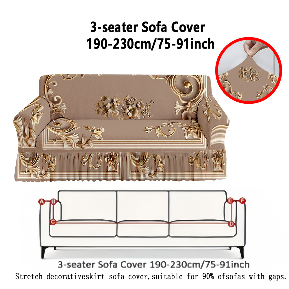 TEMU 1pc Skirt Hem Sofa Cover, 2d Flat Texture Pattern Print, Skirt Hem Style For A , 1pc Installation, Skirt For , Modern Light Luxury, For Bedroom,