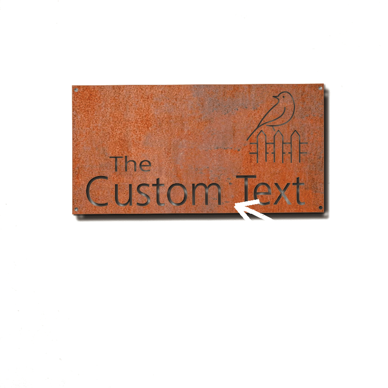 TEMU Letrero Personalizado para Casa de Hierro Oxidado - Diseño de Pájaro y Valla con Láser, Placa de Dirección para Exteriores Resistente a ,