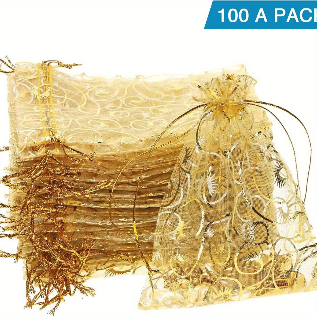 Image of Gift For Her/him 100pcs Organza Gift Bags, Drawstring Christmas Gift Bags, Bags, Suitable For Jewelry Packaging Bags, Halloween