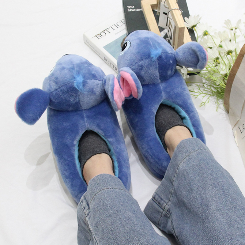 Cartoon Stitch Huissloffen, Stitch Winter Unisex Pluche Warme Schoenen, Damesschoenen