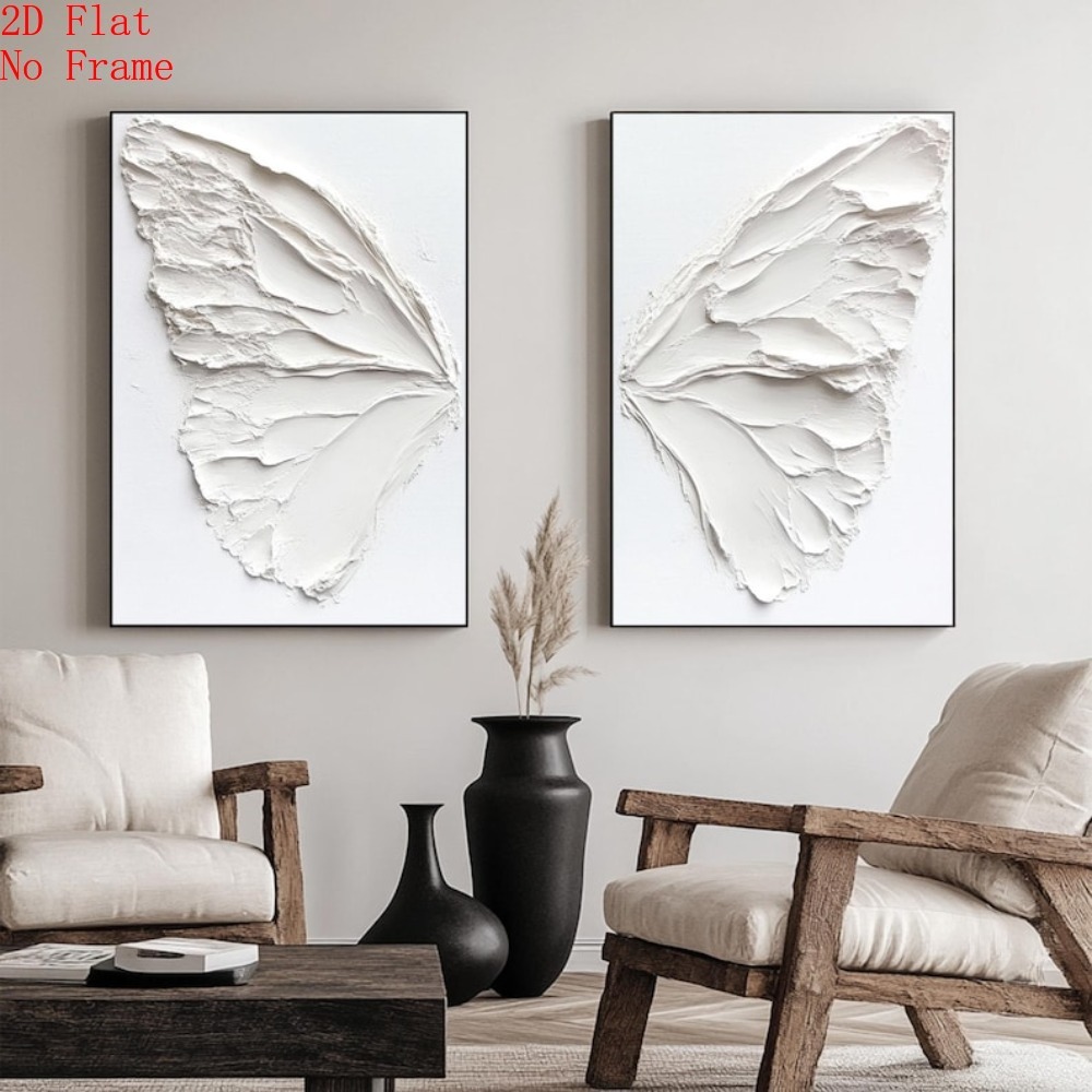 TEMU 2d Flat, 2d Flat, Set Of 2 Unframed Canvas Artworks Featuring A White Texture, Ideal For Minimalist Decor And As A Unique Personalized Gift