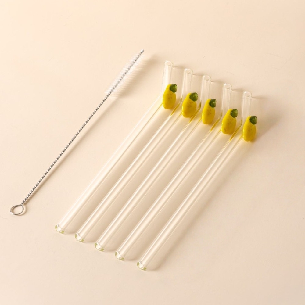 Image of Reusable Glass Straws - Colorful, Durable, Shatterproof - Includes 3 Or 5 Special Straws And 1 Cleaning Brush - For , Iced Coffee, Matcha()