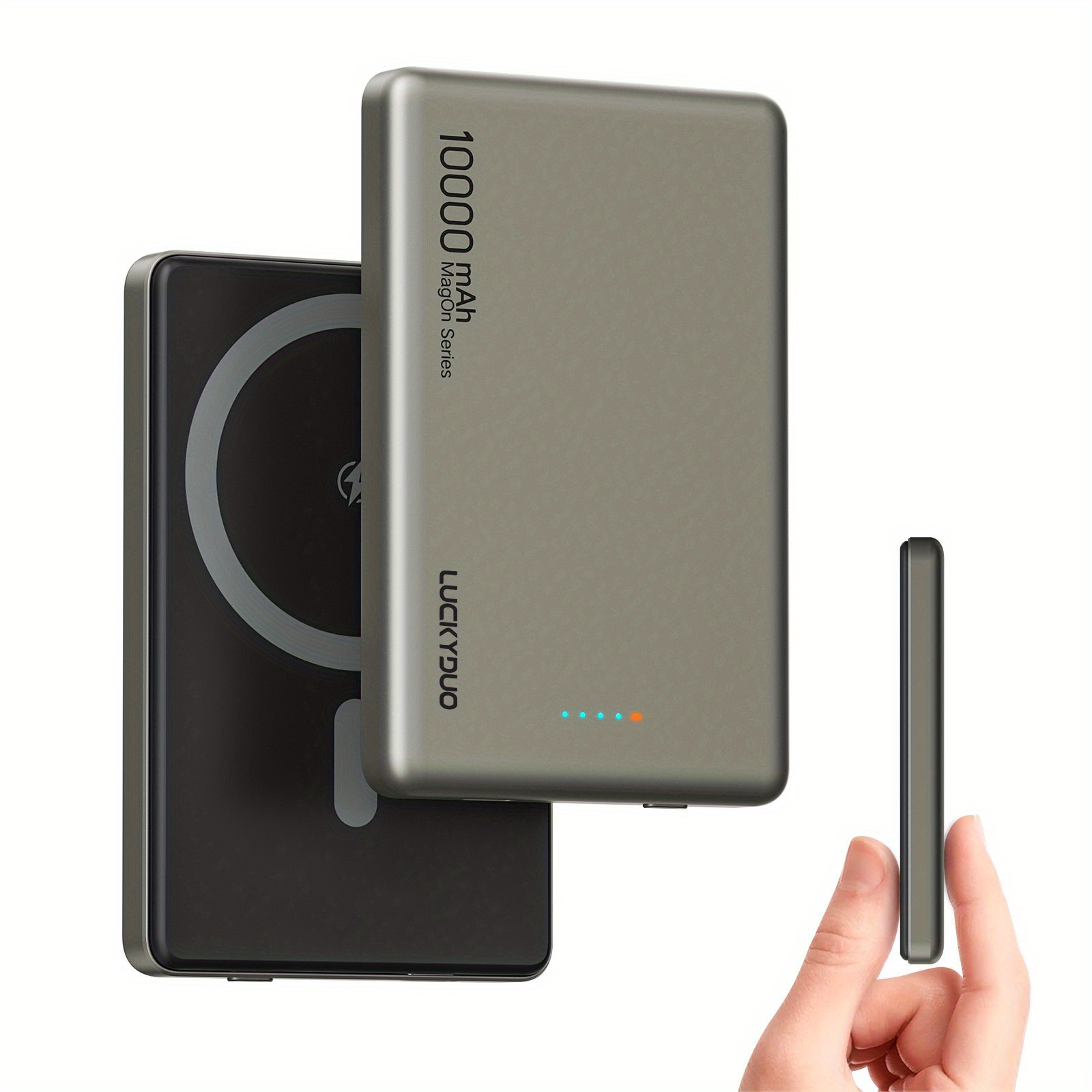 TEMU Ultra Slim Portable Mobile Power 10000mah, Slim Portable Charger, 0.47 Inch Magnetic Wireless Charger 20w Usb-c Powered Mobile Power For Iphone