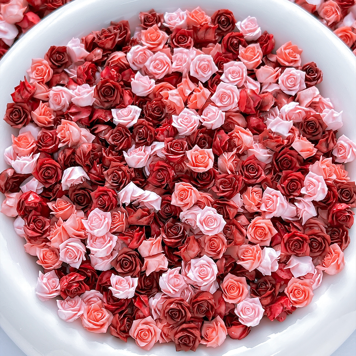 TEMU 24pcs Luminous Red, Pink, And Wine Red 3d Mini Rose Resin Flower Patches, Flat-backed Micro Floral Accessories, Suitable For Nail Art, Hair