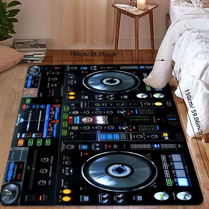 TEMU Inspirational Dj Mixer Area Mat - Plush Flannel, Perfect For Living Room And Bedroom, Machine Washable, Polyester Fiber 100%, Dj Decor High