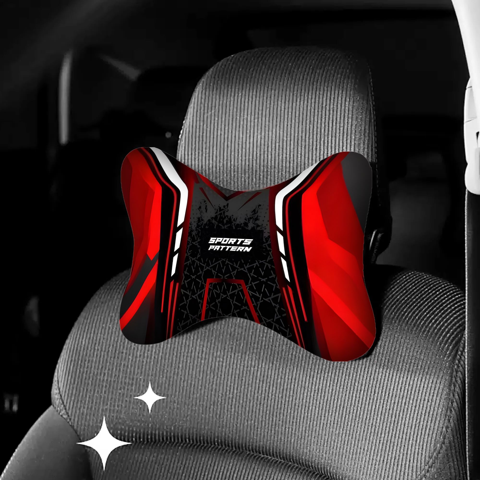 TEMU 2pcs Red And Black Sporty Style Car Headrest, Soft And Comfortable Neck Support For , Car Neck Pillow, Comfortable Neck Support Accessory For