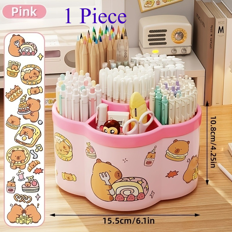 TEMU 1pc Capybara Rotating Door Post With Capybara-themed Design - 4-tier Storage Compartments, Huge Capacity Desk Shelf Suitable For, Office,, Gifts