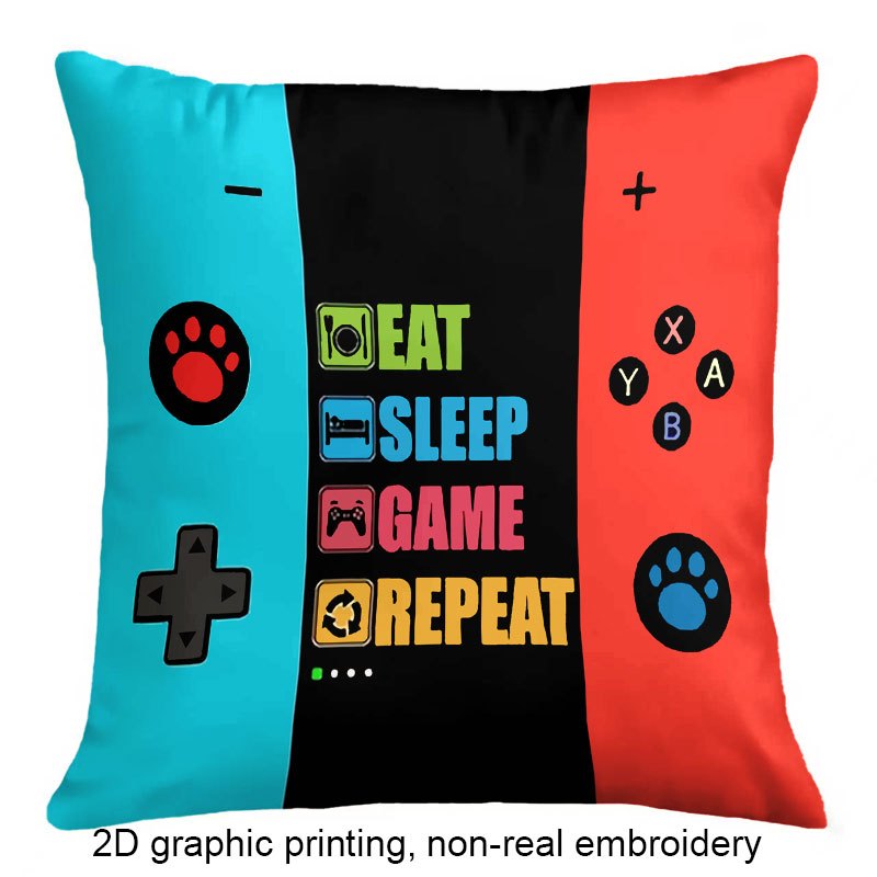 TEMU 1pc Pillowcase, Gaming Pillowcase - Single-sided Print Design - Game Controller Design - Square Zippered Pillow Cover - Machine Washable -