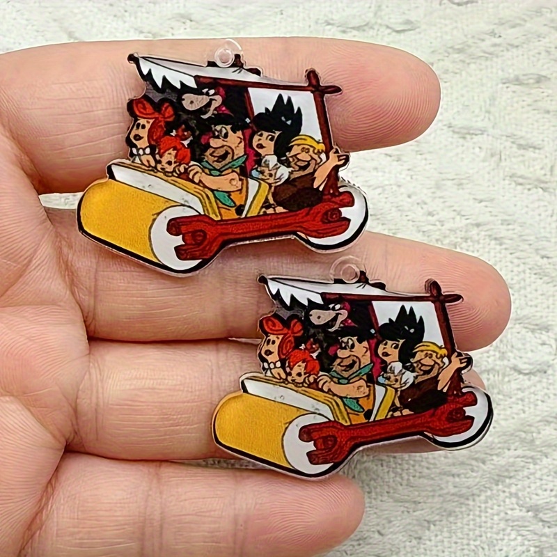 2D Flat, 2D Flat Plane, 10pcs Cartoon Car Acrylic Charms - Vibrant 2D Animated Character Pendants Designed for Bracelets, Necklaces, and Earrings - Durable, Lightweight, and Fun Design Jewelry Accessories, 2D Flat