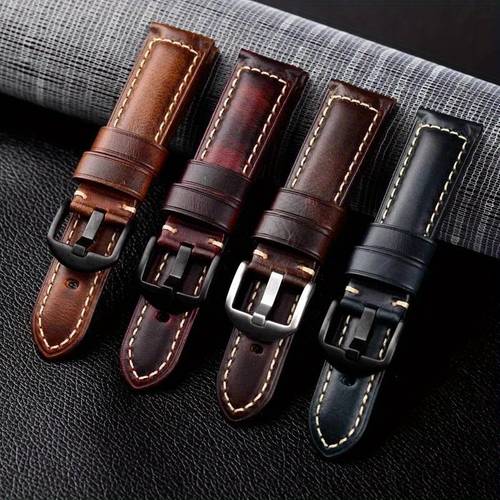 genuine leather watch band for huawei watch pro 20mm 22mm 24mm quick release adjustable metal frame strap for men women black gradient black smartwatch accessory
