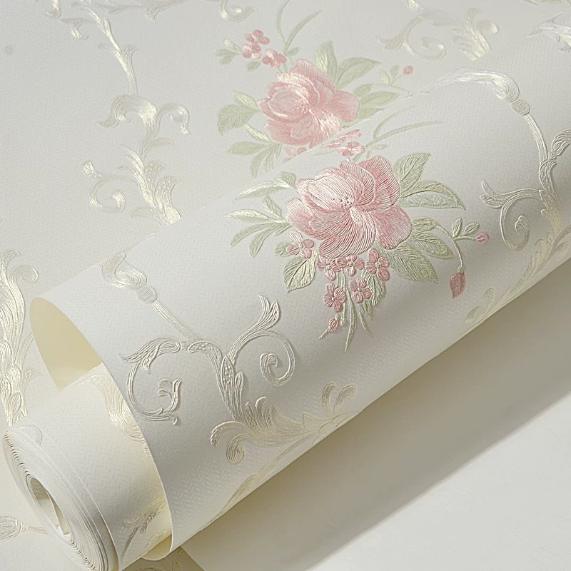 TEMU Self-adhesive Wallpaper Removable 3d Textured Damascus Floral With Realistic Leaf Patterns - No Glue Needed, Suitable For Bedroom & Living Room