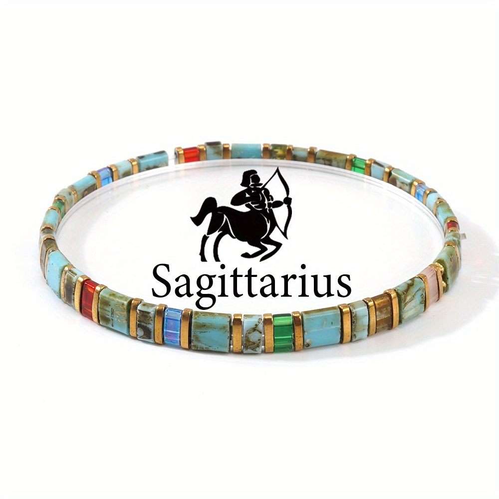 Spring/summer New Sagittarius Zodiac - Handmade Mixed Color Glass Bead Tila Elastic String Bracelet Accessory