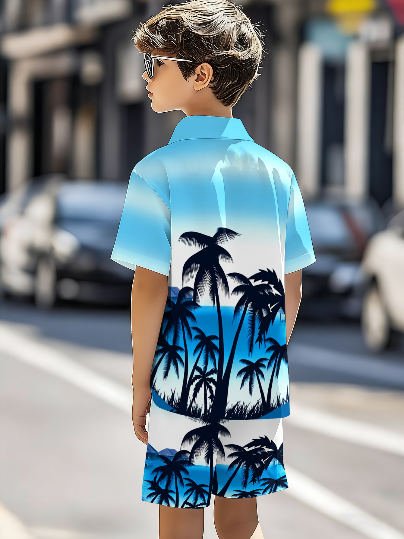 ensemble 2 pièces : chemise boutonnée et short pour garçon, décontracté et élégant,   et confortable. chemise à col avec short pour jeunes, convient pour les sports dété   air,   et autres tenues, parfait pour lextérieur, pour adolescent