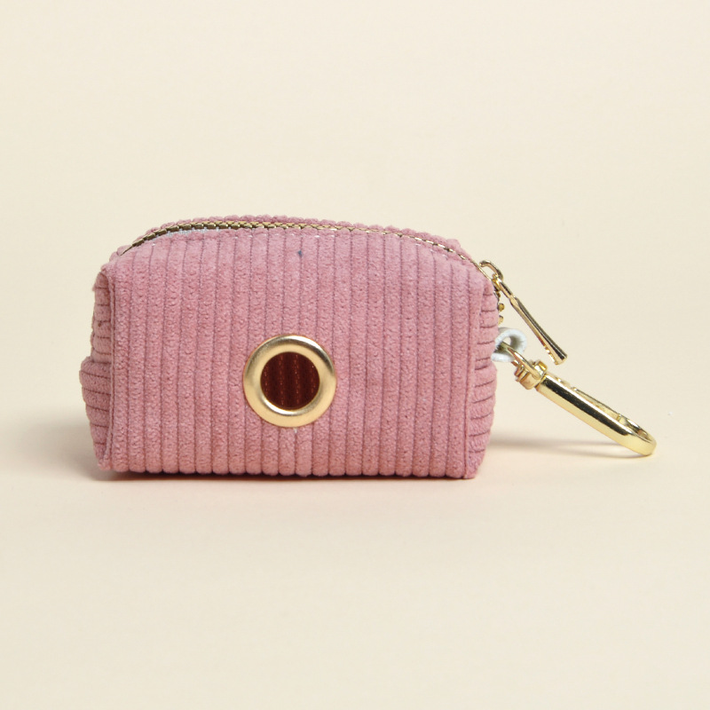 Image of New Outdoor Striped Korean Style Corduroy Pet Dog Poop Bag Dispenser, Poop Bag, Training Bag