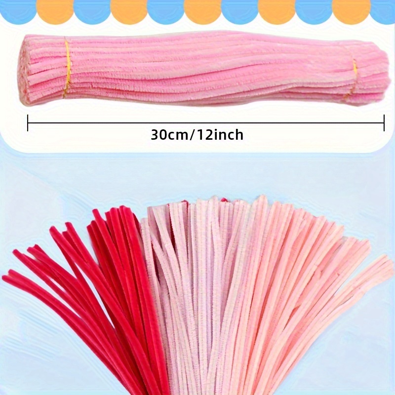 FANGZIDM 200 Stück Pfeifenreiniger - 300mm Grün & Rosa Für Bastelprojekte