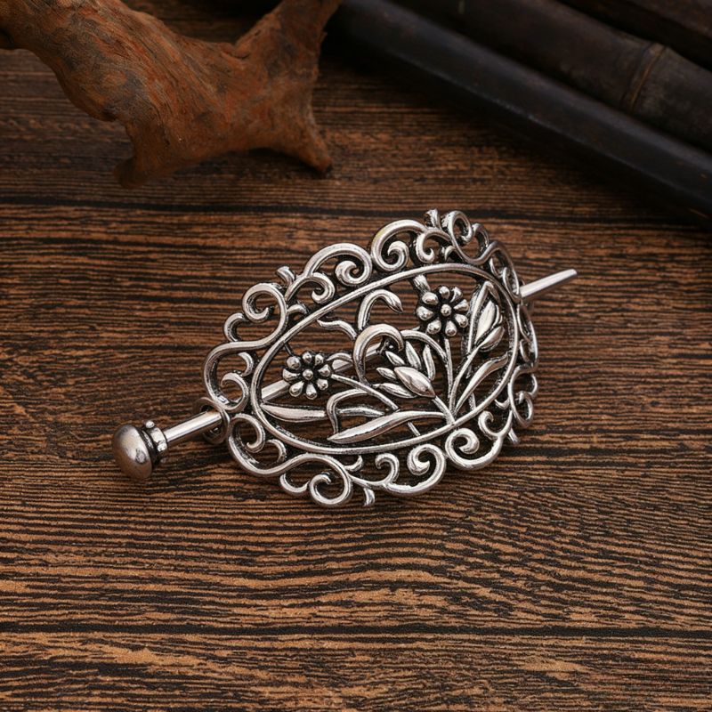 TEMU 1pc Elegant Hollow-out Floral Hairpin For Women - Lightweight Hair Suitable For Weddings, Parties, Casual Attire - Wedding Bridal Gift For Wife,