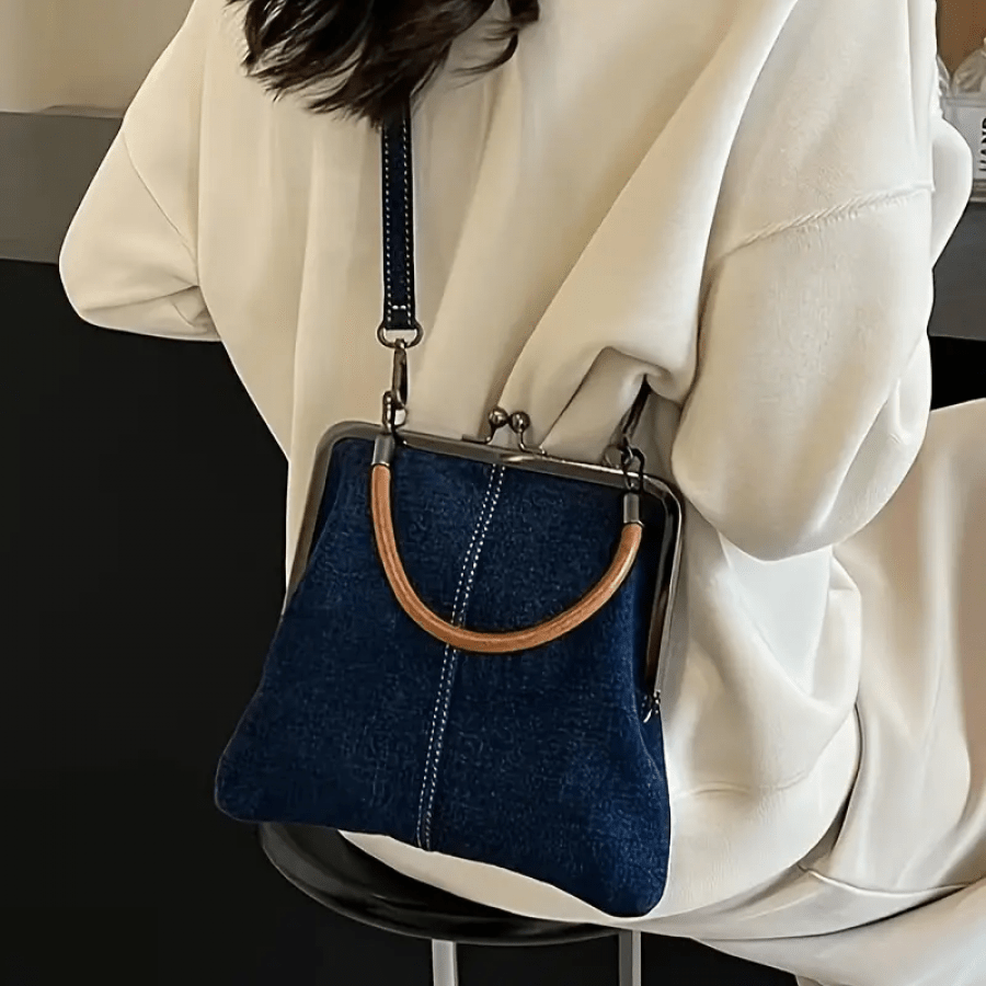 Sac Bandoulière en Denim pour Femme, Pochette et Sac à Main avec  Fermeture Éclair, Pochette en Denim, Sac à Main