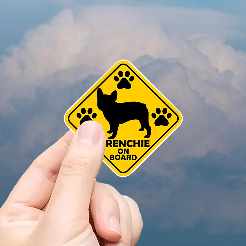 Frenchie On Board, Funny Vinyl Stickers For Computers, Laptops, Tablets, Walls, Cars, Mobile Phones, And Cabinets