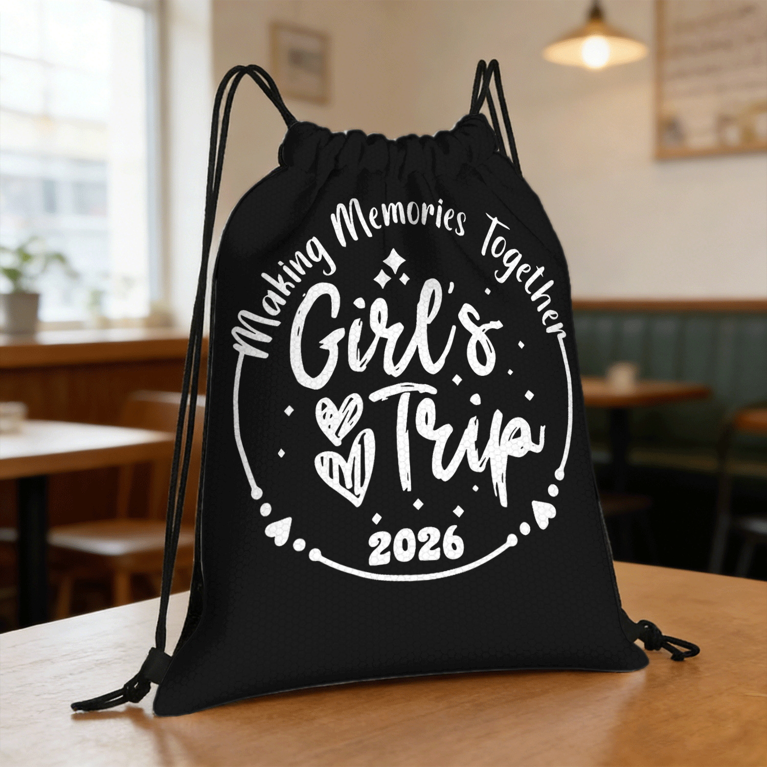 Image of Trip 2026 Themed Retro Soft Drawstring Bag - Lightweight Gym & Travel Bag Suitable For Sports, Fitness, Commuting, Training, With Closure, Multicolor Gift For, Outdoor, Daily Use For