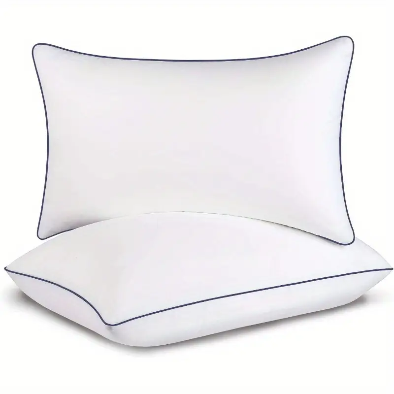 set of 2 cooling bed pillows - hotel quality luxury sleeping pillows with breathable support, elegant white pillowcases for home & hotel use - durable non- fabric, easy- for side/back/stomach sleepers - ideal for couples & guest rooms, pillows for sleeping, , minimalist style, filling, supportive cushion, side sleepers, back sleepers, removable cover, temperature control, , sleep , decor, premium materials Product details 0