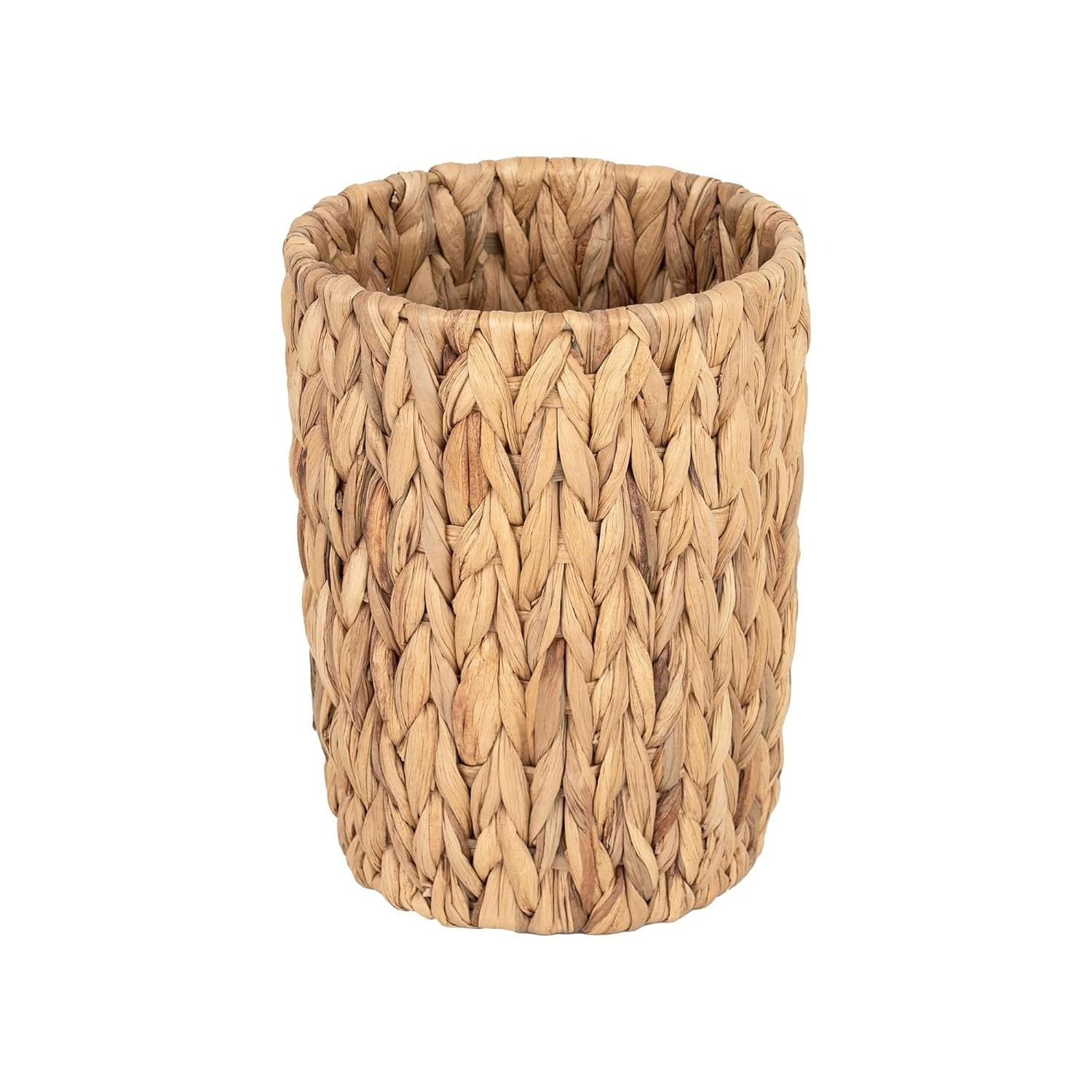 

1pc Water Wicker Trash Can - Rustic Small Garbage Basket Leaf Pattern For Bedroom & Bathroom Decor, Baskets, Bins & Containers For