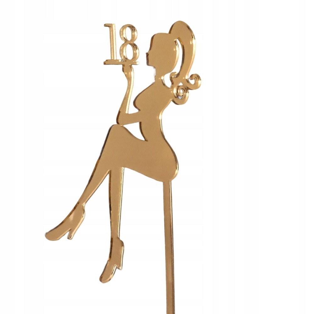 Image of 1pc 18th Birthday Decorations For Women, Golden Acrylic Little Girl Cake Topper, 18 Year Old Birthday Gift For Daughter, Cake Decor, Party Supplies, Halloween, Christmas