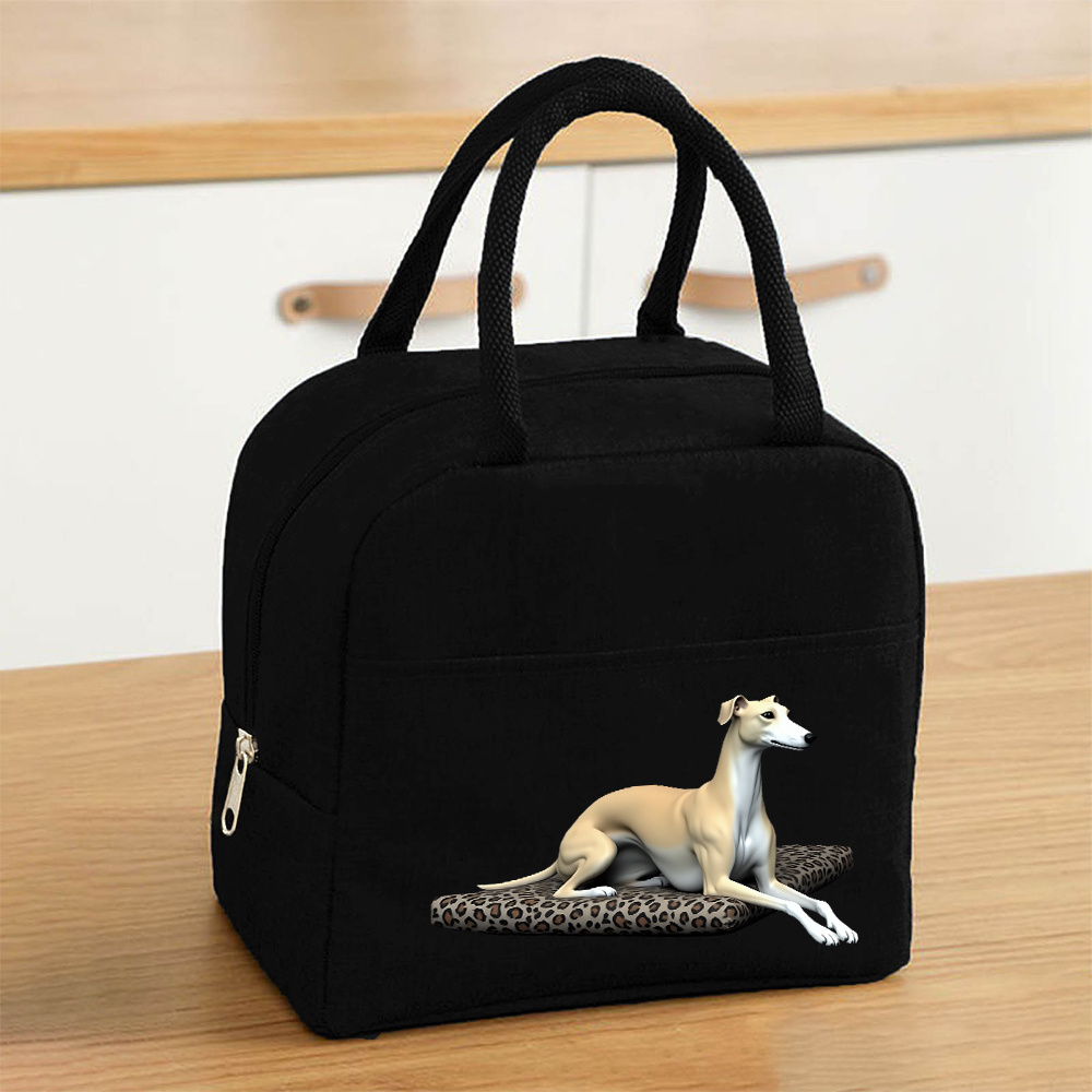 TEMU 1pc Whippet Dog Large Capacity Lunch Tote Bag Fabric, Portable For Commute, Camping, Picnics, Picnic Essentials - Non-food Contact