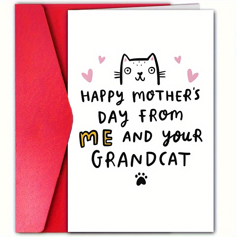 1pc Mother's Day Card With Envelope - Cute Cartoon , "happy Mother's Day From Me And Grandma" Message, 4.72x7.09 Inches Premium Cardboard Suitable For Mom, Grandma, Family - Special Occasion Gift