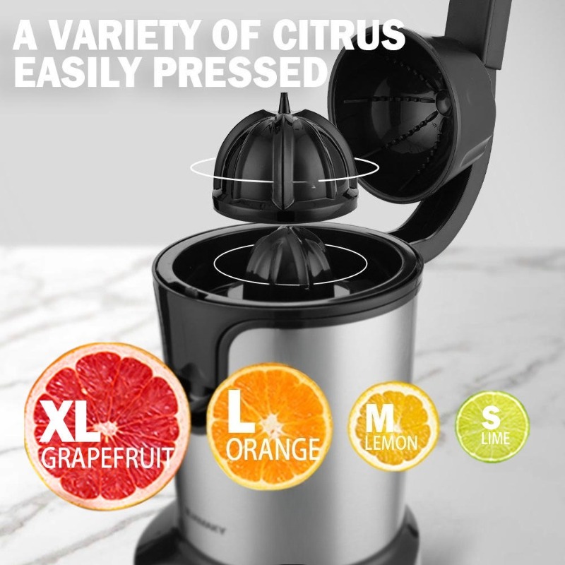 500w electric citrus juicer with stainless steel fruit vegetable squeezer heavy duty dishwasher safe parts   filtration system   for oranges lemons   grapefruits black plug in 220 240 Product details 6