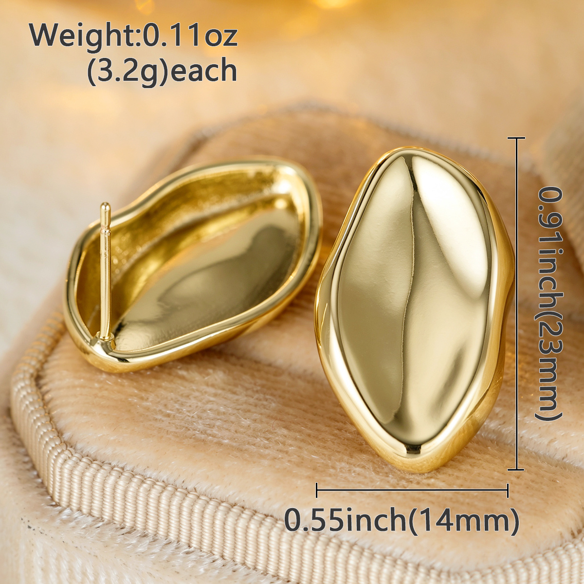 Men's Copper Geometric Stud Earrings with Zirconia