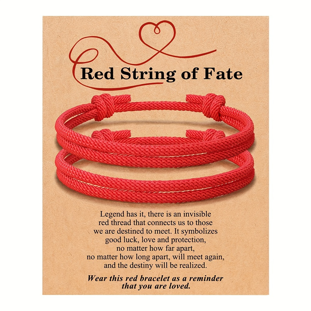 2pcs Adjustable Red Rope, Couples Relationship Bracelets For Lovers Friendship, Christmas Gifts, Valentine's Day Gift