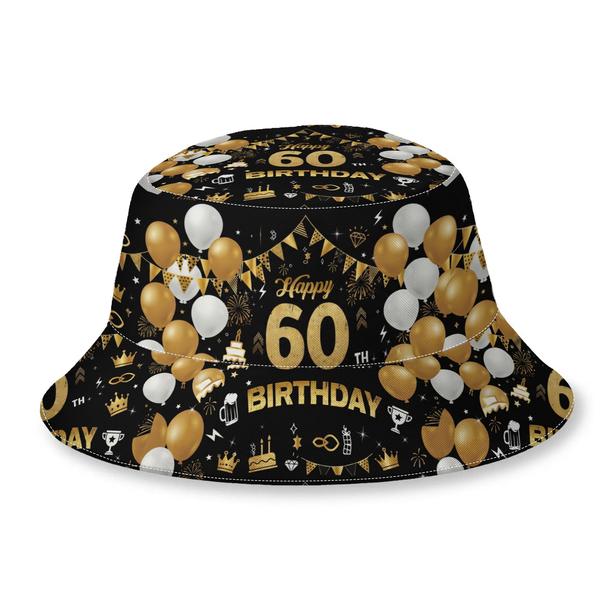 TEMU 1pc Bucket Hat Happy 60th Birthday Party Hats Men Women's Vacation Bucket Hat