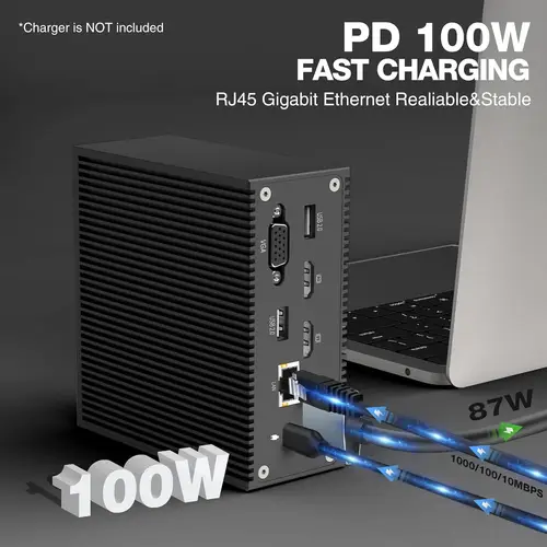 usb c docking in 2 universal usb c dock triple display with 4k hdtv vga 100w pd input multiport hub for air usb a c 3 0 rj45 audio mic sd tf