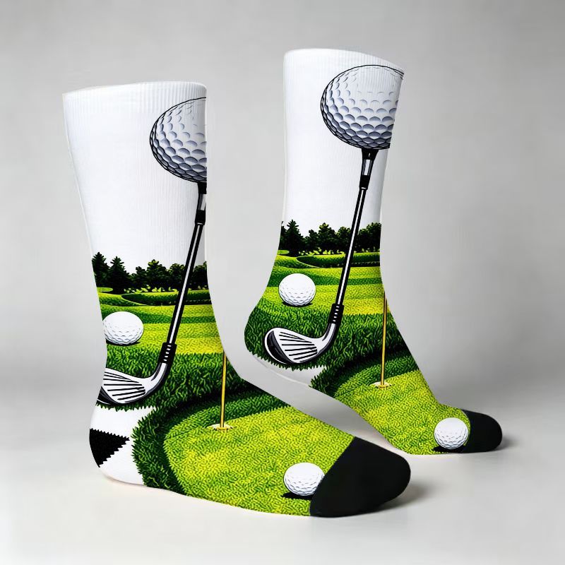 TEMU Men's & Women's 3d Golf-themed Crew Socks - Golf Club, Ball & Print Athletic Socks Suitable For Golf Enthusiasts, Sports Fans, Casual Wear -
