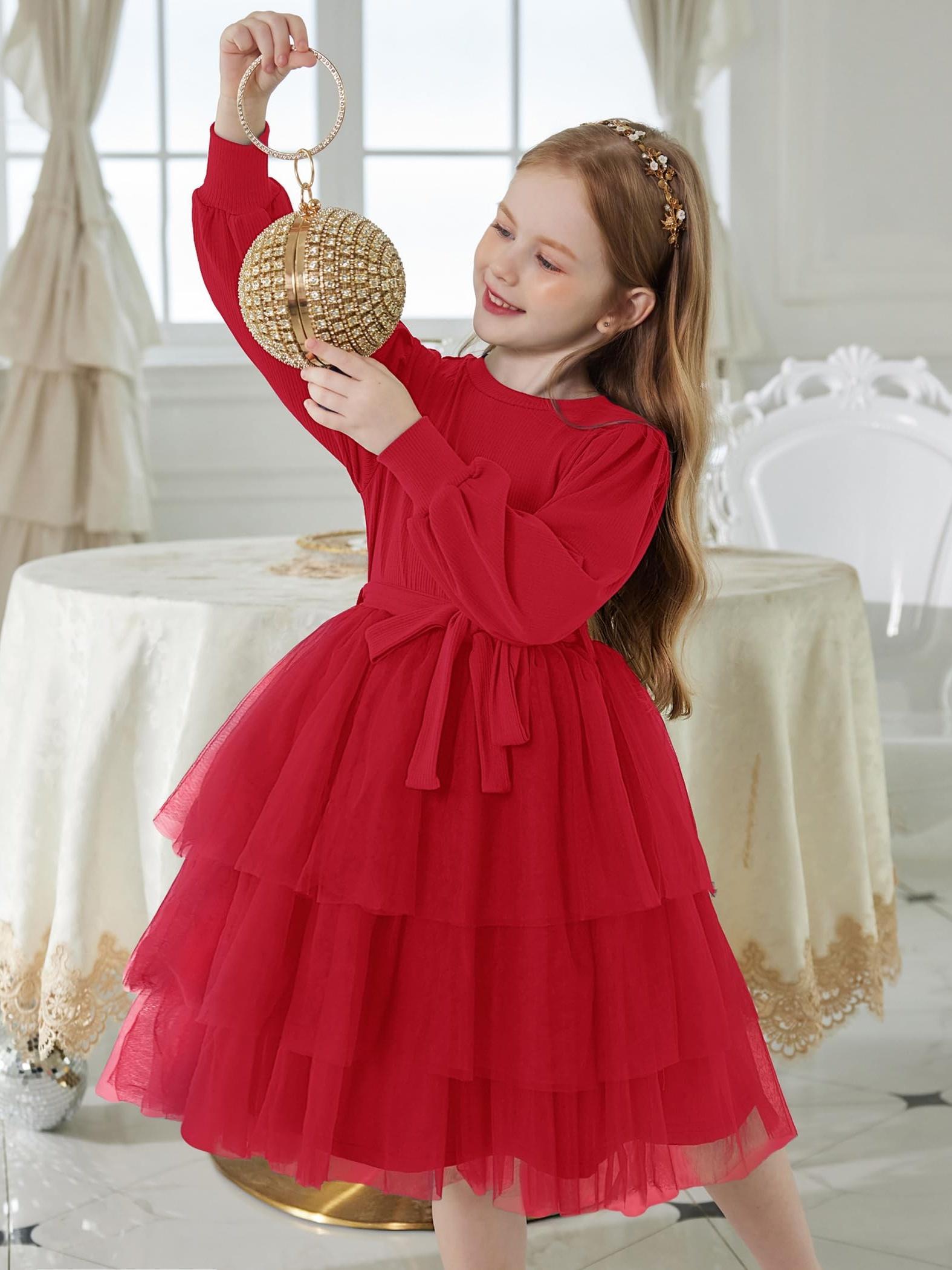 toddler dress little girls tutu fall winter puff long sleeve - Temu