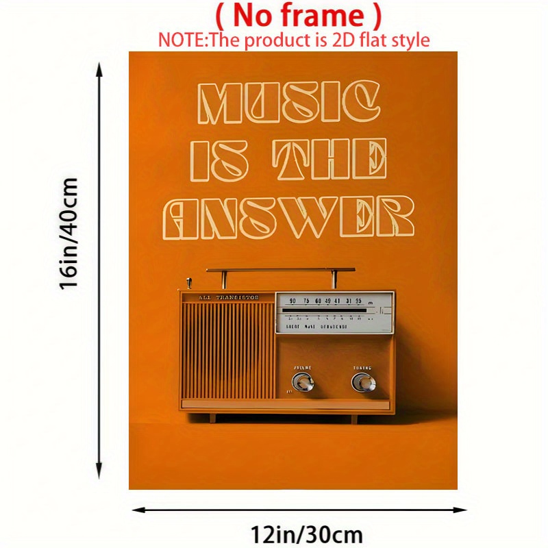 E-shop 2D Flach, 2D Flach, 2D Flach . Rahmenloses Gemälde "Die Musik ist die " Musik-Themen Leinwanddruck Poster, Stilvolle Wandkunst Dekoration für