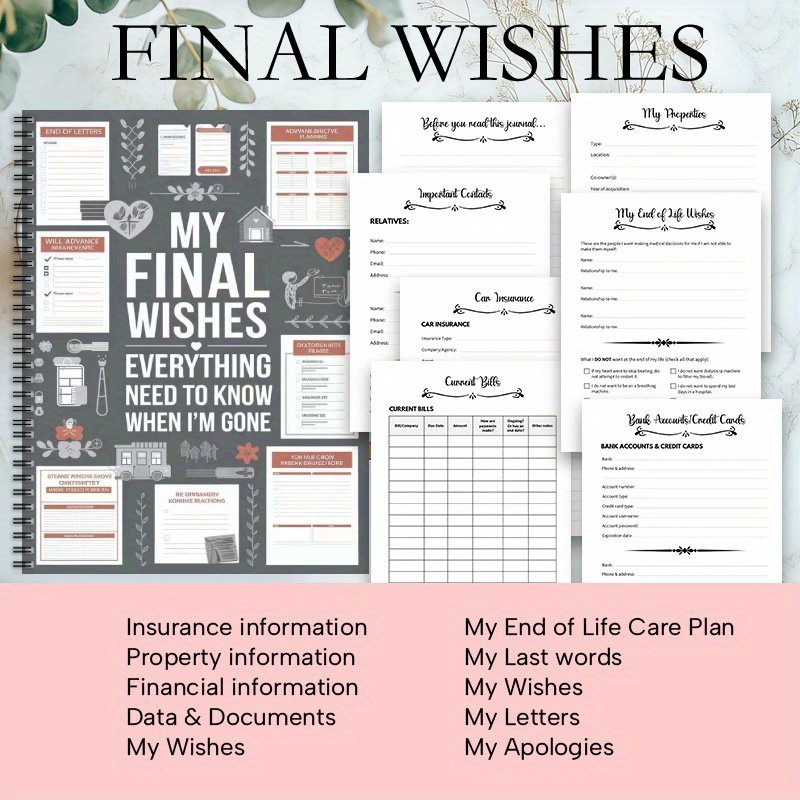 1pc end of life planner guided final arransynthetic gemstoneents when im gone workbook organizer notebook mixed color paper use without electricity no feathers for will preparation last       with day of details 4