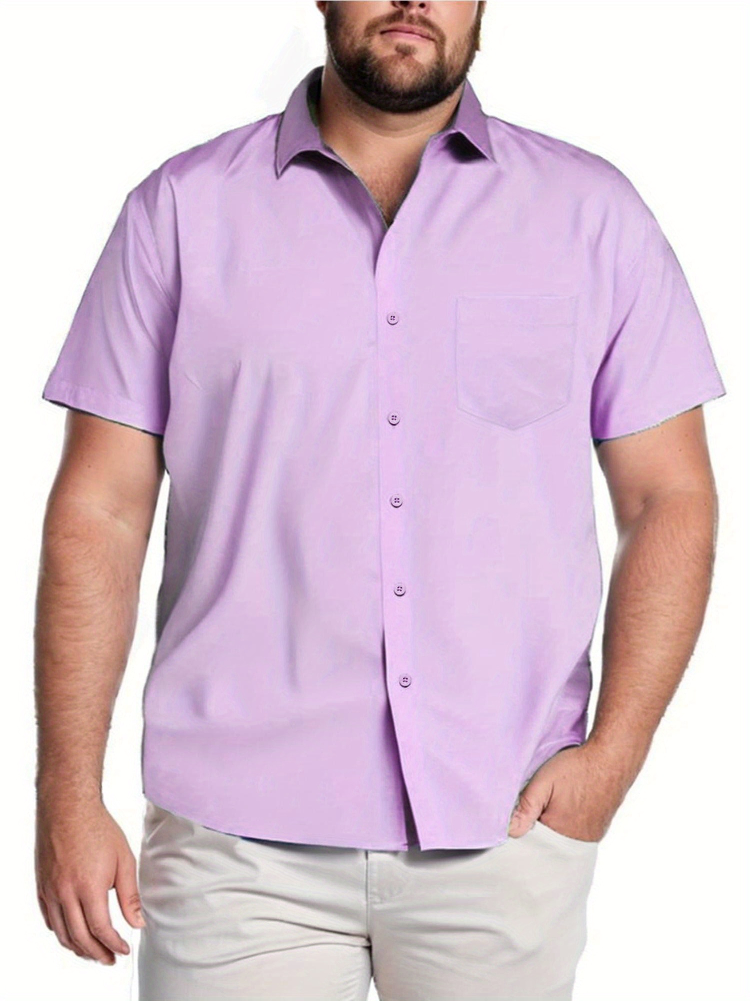 big tall dress shirts men short sleeve button casual - Temu