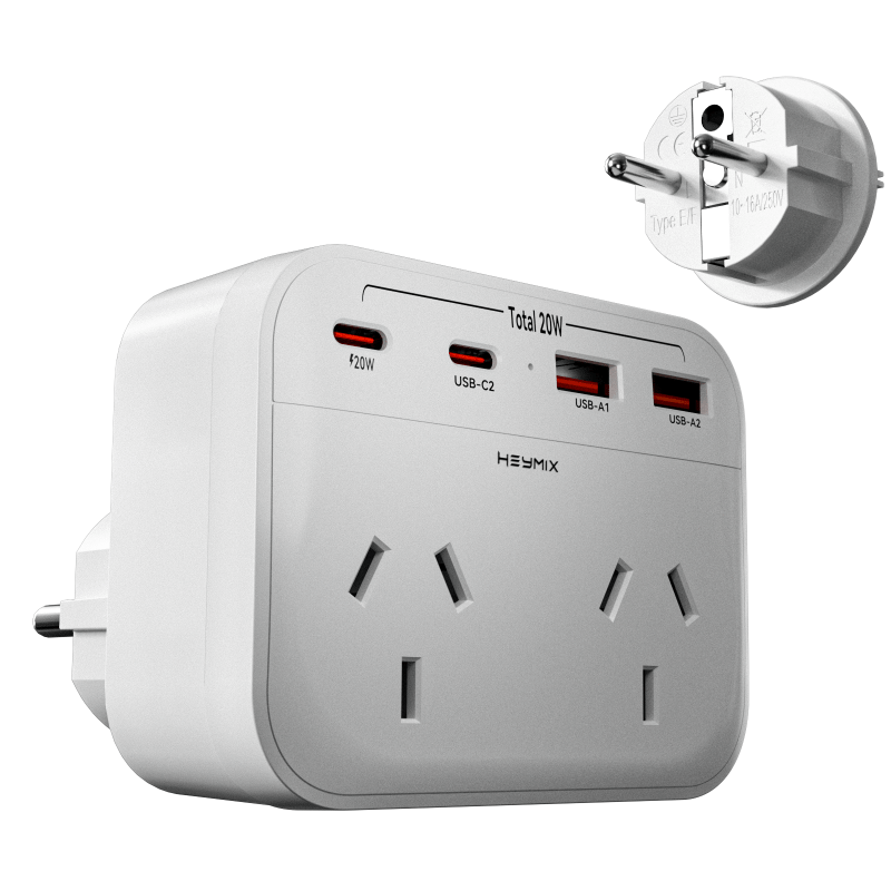 TEMU Eu Travel Adapter With 4 Usb Charger, Australia To Europe Travel Adapter - Usb-c Outlet Adaptor , European Travel Adapter For Bali Spain Germany