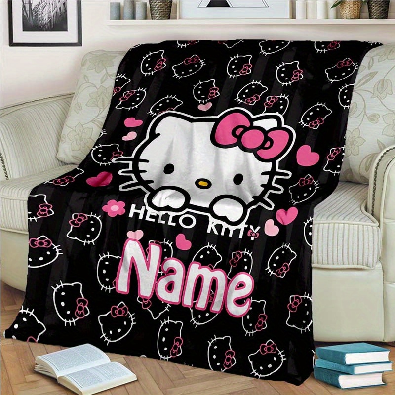 

Personalized Hello Kitty Flannel Blanket, Sanrio Print, 100% Polyester, Digital Printing, All , Contemporary Style, 200-250gsm, For Sofa, Bed, Office, Home Use, Christmas Gift