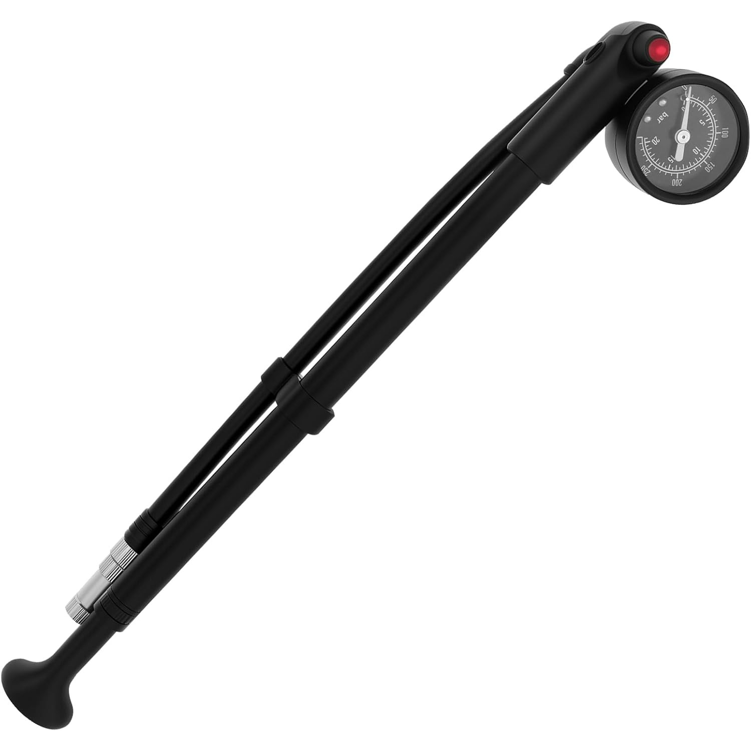 1pc Mini Pump Shock Absorber Inflator With Gauge 360° Rotating Air Hose Motorcycle Wheel Repair Kit