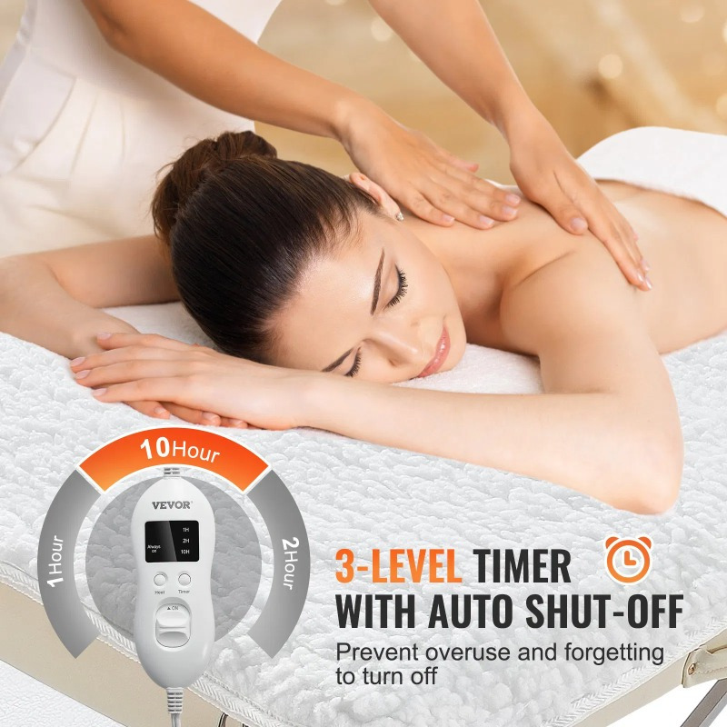   massage table warmer heating pad 1 thickened fleece with timer 3 heat settings 3   massage     for muscle relaxation post workout recovery home use massage tool   durable construction Product details 1