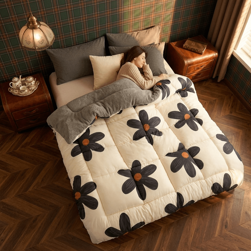 Image of Microfiber-filled Warm Comforter Luxurious Soft Thick Bedspread For Bedroom And Hotel Use.
