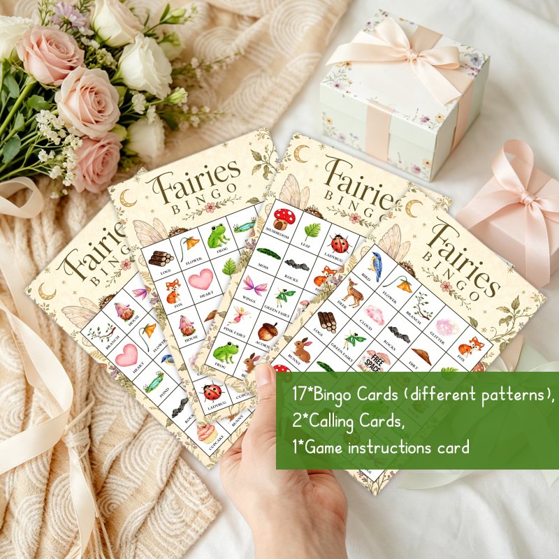 TEMU 20pcs Cmd Bingo Cards, 20pcs Fairies Bingo For Party Game Cards, Fairy Birthday For Party Bingo Game Set Vintage Fairy Themed For Party